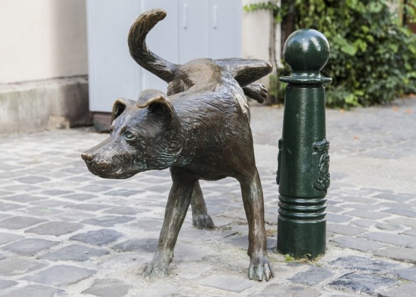 Standbeeld van hond Zinneke Pis in Brussel