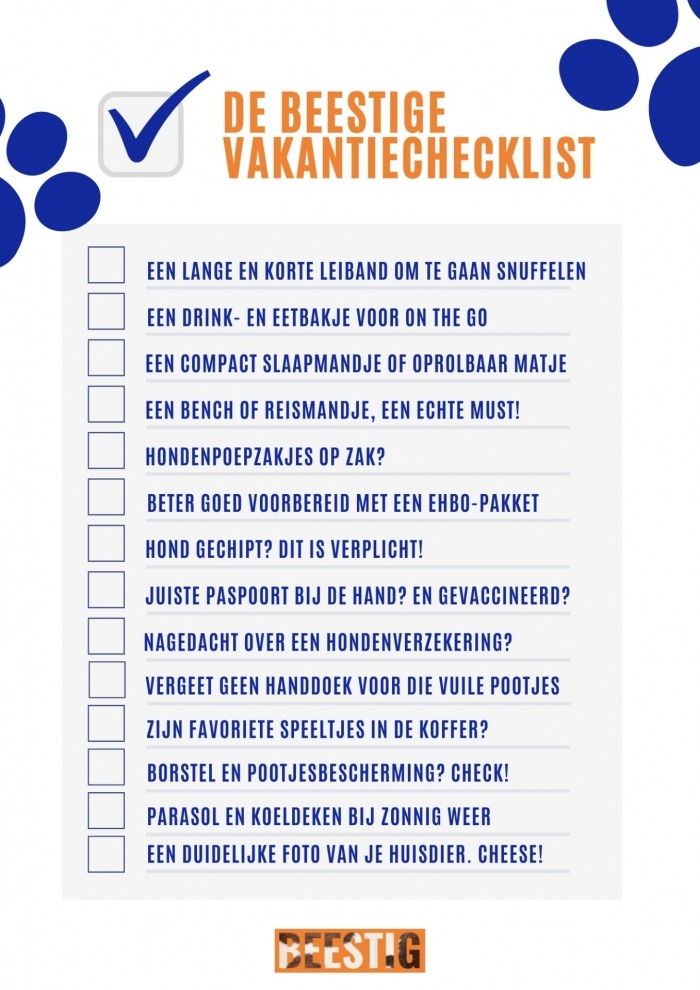 Checklist vakantie hond